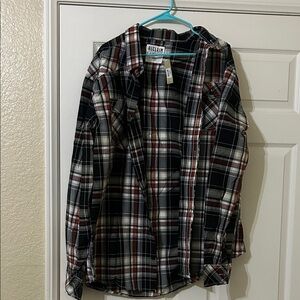 Men's Black and Red Plaid Shirt